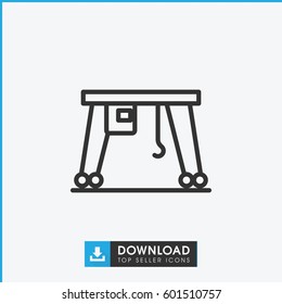 cargo crane icon. simple outline cargo crane vector icon. on white background.