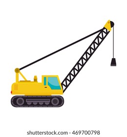 cargo crane  truck tractor machinery industry hammer vector  isolated illustration