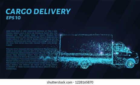 The cargo delivery of blue light points. Cargo delivery vector illustration