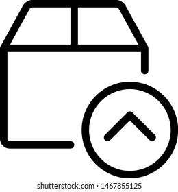 Cargo delivery box unloaded on top with upper arrow