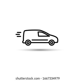 cargo delivery by car, line, icon