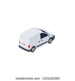 Cargo delivery Commercial car. Vector 3d isometric, color web icon, new flat style. Creative illustration design, idea for infographics.