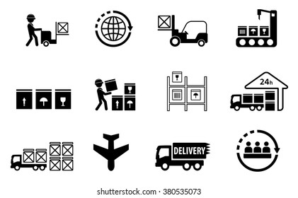 cargo delivery concept icons set on white background