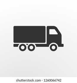 cargo delivery icon, vector web icon, flat style, black car on gray background