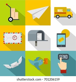 Cargo delivery icons set. Flat set of 9 cargo delivery vector icons for web isolated on white background
