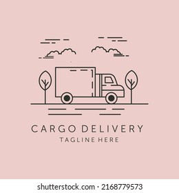 cargo delivery line art logo vector symbol illustration design