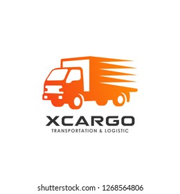 cargo delivery services logo design. fast truck vector icon design element