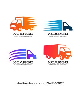 cargo delivery services logo design. delivery truck vector icon design element