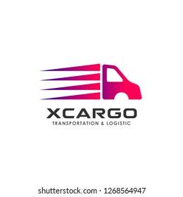 cargo delivery services logo design. fast truck vector icon design element