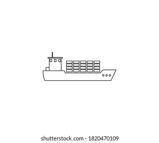 Cargo, delivery, ship icon. Outline. Vector, flat.