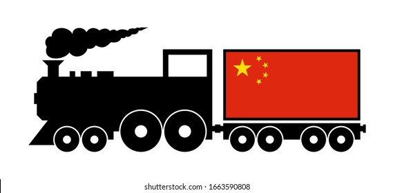 cargo delivery train in china, isolated on white background