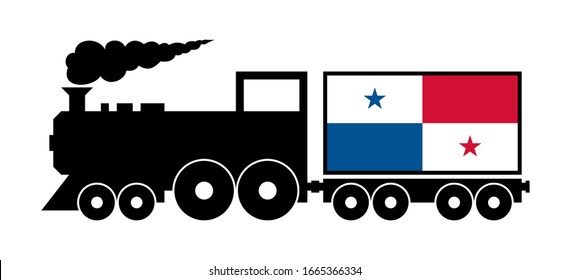 cargo delivery train in panama, isolated on white background