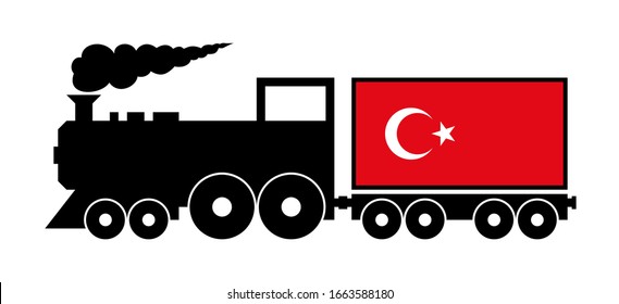 cargo delivery train in turkey, isolated on white background