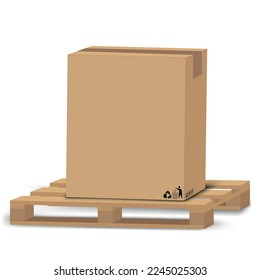 Cargo delivery and transportation industry concept stacked cardboard boxes on wooden shipping pallet isolated on white background vector