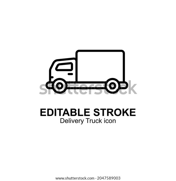 cargo delivery truck icon\
designed in line style and set with editable strokes in transport\
icon theme