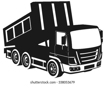 Cargo Delivery Truck. Pictograph of truck. Truck Black icon. Truck safety. Silhouette truck 3D