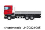 Cargo delivery truck with platform. Shipping and delivery of goods. Car for transport. Trailer vehicle. Vector illustration in flat style