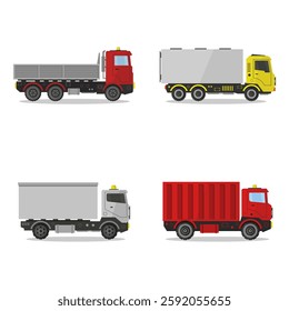 Cargo delivery truck in vector on white background