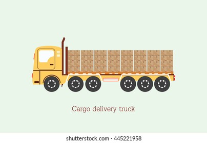 Cargo delivery vehicle truck isolsted on background, transportation vector illustration.