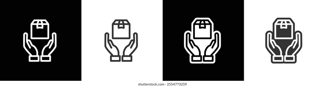 Cargo distribution symbol, Icons about delivery boxes and package. Delivery boxes and package, Flat and thin line icon. Symbol collection in black, white and transparent background. Eps10.