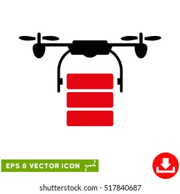 Cargo Drone EPS vector icon. Illustration style is flat iconic bicolor intensive red and black symbol on white background.