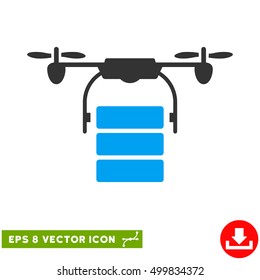 Cargo Drone EPS vector pictogram. Illustration style is flat iconic bicolor blue and gray symbol on white background.