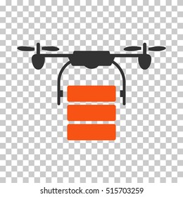 Cargo Drone EPS vector pictogram. Illustration style is flat iconic bicolor orange and gray symbol.