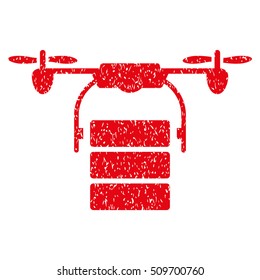 Cargo Drone grainy textured icon for overlay watermark stamps. Flat symbol with dust texture. Dotted vector red ink rubber seal stamp with grunge design on a white background.