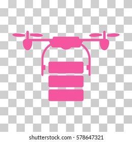 Cargo Drone icon. Vector illustration style is flat iconic symbol, pink color, transparent background. Designed for web and software interfaces.