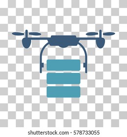 Cargo Drone icon. Vector illustration style is flat iconic bicolor symbol, cyan and blue colors, transparent background. Designed for web and software interfaces.