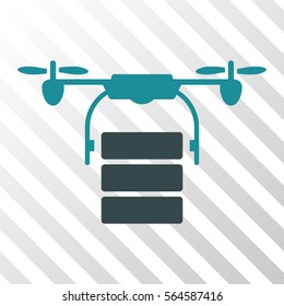 Cargo Drone vector icon. Illustration style is flat iconic bicolor soft blue symbol on a hatch transparent background.
