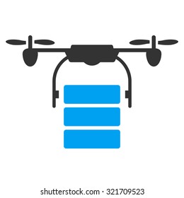 Cargo Drone vector icon. Style is bicolor flat symbol, blue and gray colors, rounded angles, white background.