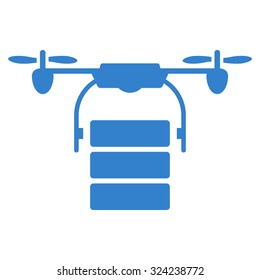 Cargo Drone vector icon. Style is flat symbol, cobalt color, rounded angles, white background.