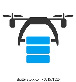 Cargo Drone vector icon. Style is bicolor flat symbol, blue and gray colors, rounded angles, white background.