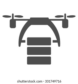 Cargo Drone vector icon. Style is flat symbol, gray color, rounded angles, white background.