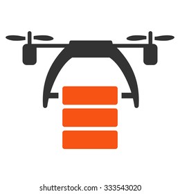 Cargo Drone vector icon. Style is bicolor flat symbol, orange and gray colors, rounded angles, white background.