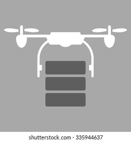 Cargo Drone vector icon. Style is bicolor flat symbol, dark gray and white colors, rounded angles, silver background.