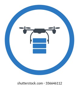 Cargo Drone vector icon. Style is bicolor flat rounded symbol, smooth blue colors, rounded angles, white background.