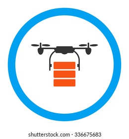 Cargo Drone vector icon. Style is flat rounded symbol, bright colors, rounded angles, white background.