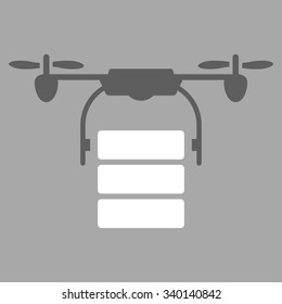 Cargo Drone vector icon. Style is bicolor flat symbol, dark gray and white colors, rounded angles, silver background.