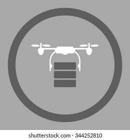 Cargo Drone vector icon. Style is bicolor flat rounded symbol, dark gray and white colors, rounded angles, silver background.