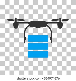 Cargo Drone vector pictogram. Illustration style is flat iconic bicolor blue and gray symbol on a transparent background.