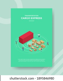 cargo express concept for template banner and flyer for printing with isometric style