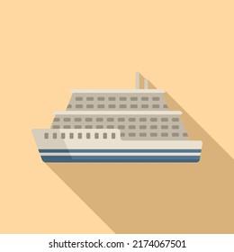 Cargo ferry icon flat vector. River ship. Water sea