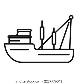 Cargo fishing boat icon outline vector. Fish ship. Sea vessel