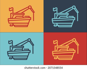 Cargo Fishing Boat Logo, Simple Flat Icon of sea,vector,transportation