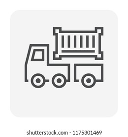 Cargo freight ship and cargo container icon design for shipping work, 64x64 perfect pixel and editable stroke.