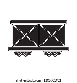 cargo and freight train icon flat black
