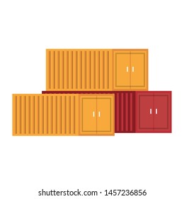 Cargo freighter containers isolated scenery vector illustration