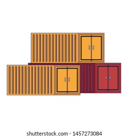 Cargo freighter containers isolated scenery vector illustration